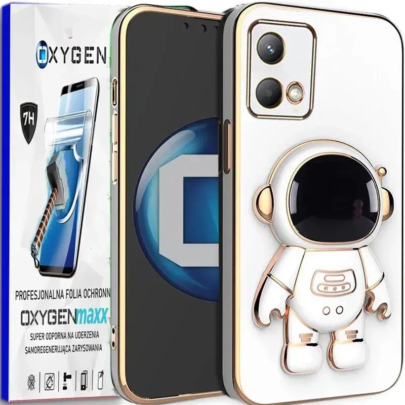 Etui na telefon Motorola Moto Edge 40 NEO Oxygen + Uchwyt Astro Białe + Super Folia.webp