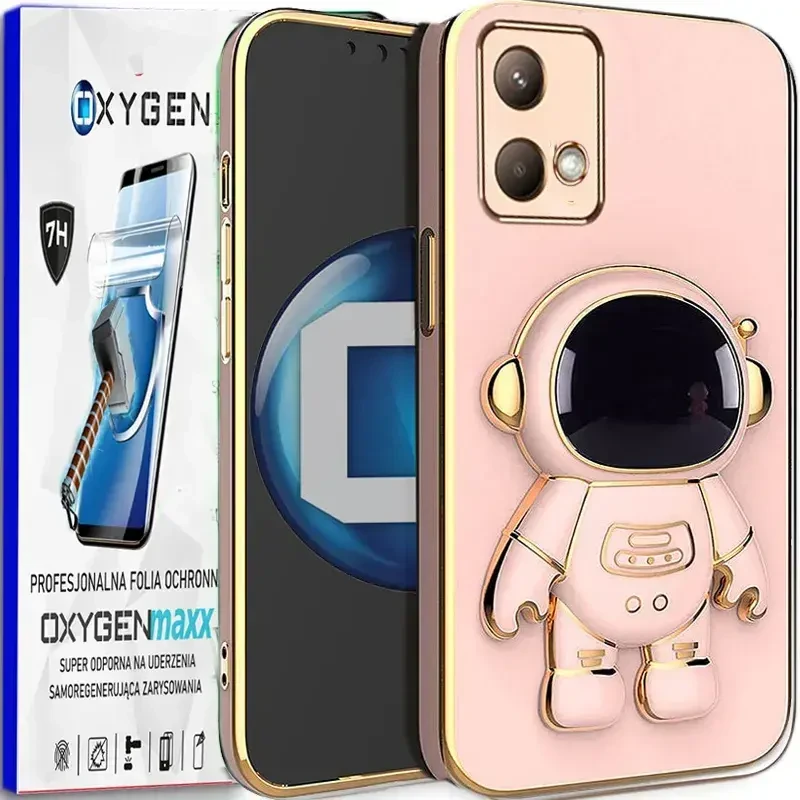 Etui na telefon Motorola Moto Edge 40 NEO Oxygen + Uchwyt Astro Różowe + Super Folia.webp