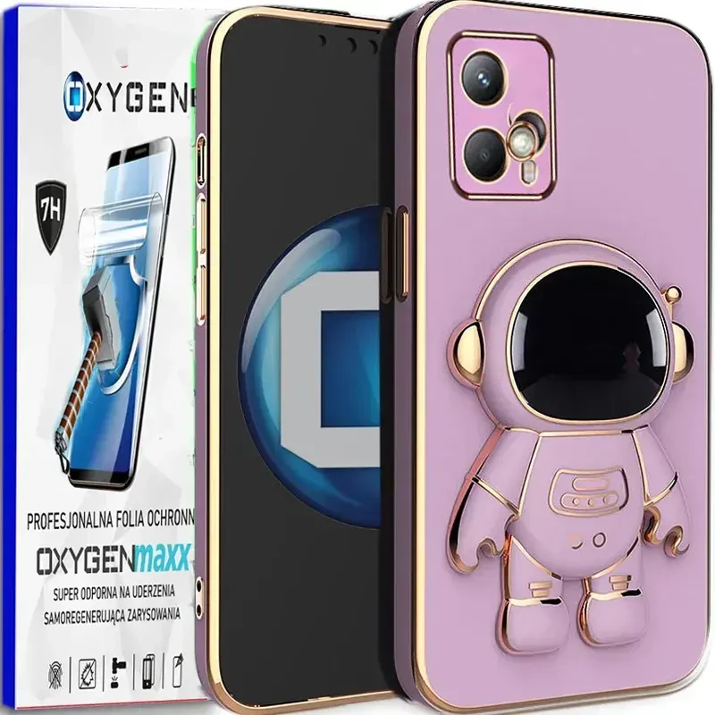 Etui na telefon Motorola Moto Edge 40 NEO Oxygen + Uchwyt Astro Fioletowe + Super Folia.webp