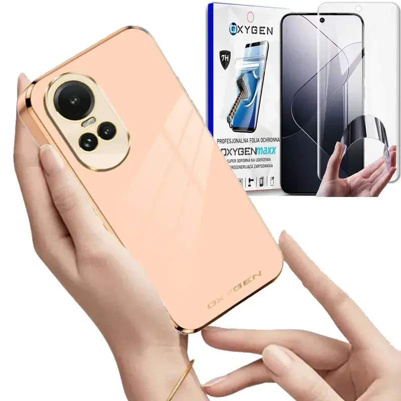 Etui na telefon Oppo Reno 10 5G Reno10 PRO 5G Oxygen GLOW Różowe + Super Folia.webp