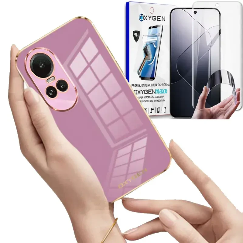 Etui na telefon Oppo Reno 10 5G Reno10 PRO 5G Oxygen GLOW Fioletowe + Super Folia.webp