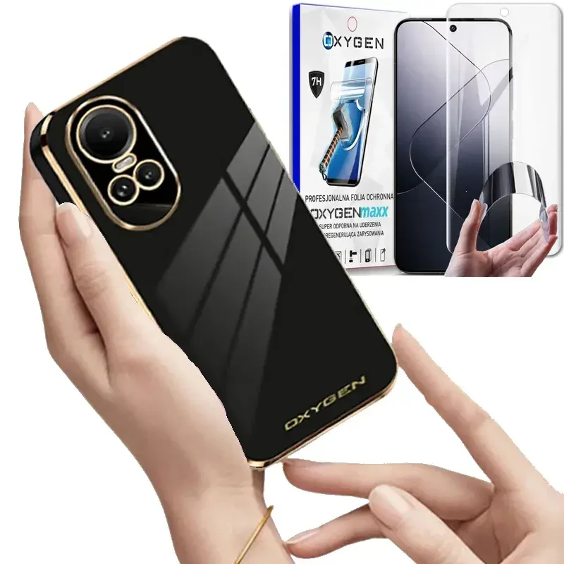 Etui na telefon Oppo Reno 10 5G Reno10 PRO 5G Oxygen GLOW Czarne + Super Folia.webp