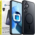 Etui na telefon pokrowiec OXYGEN mocny MAGSafe Czarne do Samsung Galaxy S24 + Szkło Hartowane PREMIUM.webp