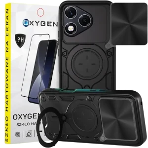 Etui na telefon Honor 400 Lite Oxygen RR Czarne + Szkło Hartowane 9H