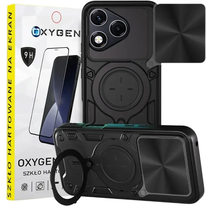 Etui na telefon Honor 400 Lite Oxygen RR Czarne + Szkło Hartowane 9H.webp
