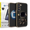 Etui na telefon Samsung Galaxy S25 5G Oxygen + Uchwyt Astro Czarne + Szkło Hartowane PREMIUM.webp