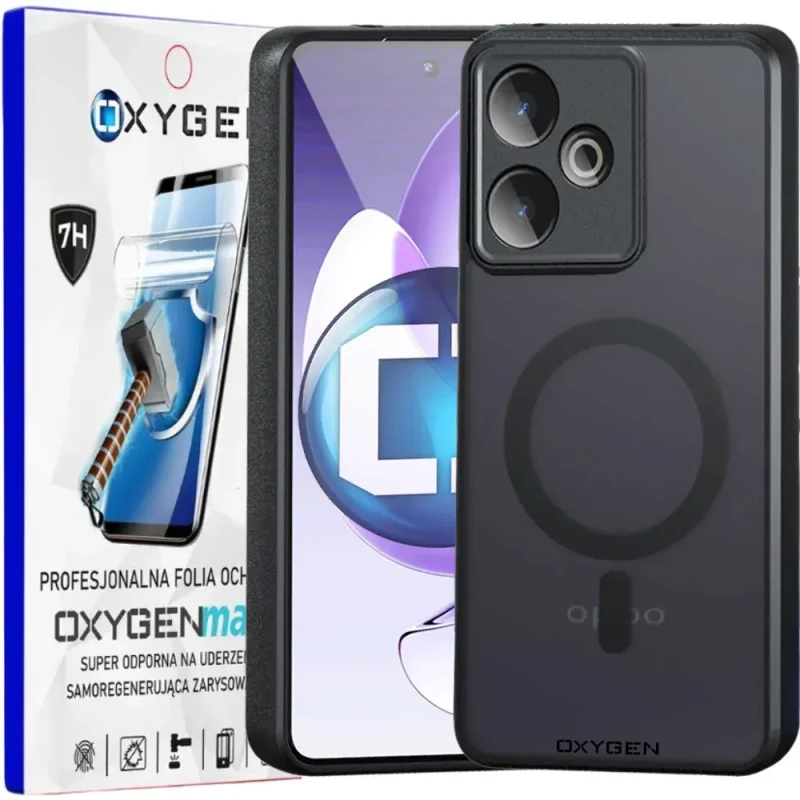 Etui na telefon Realme GT 7 Oxygen MAGSafe Czarne + Super Folia.webp