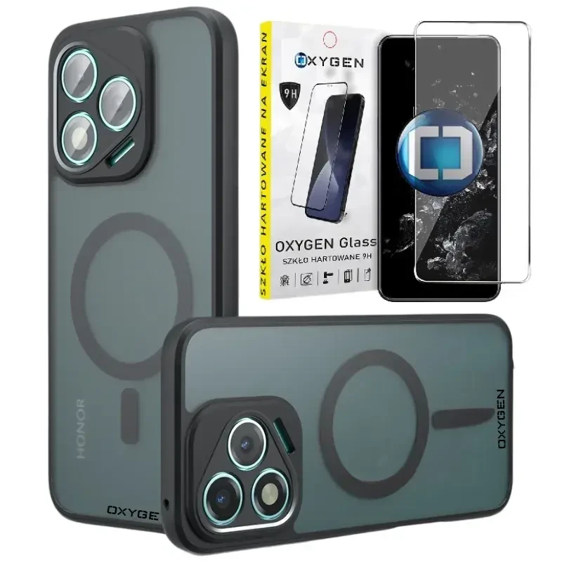 Etui na telefon Honor 400 Lite Oxygen MAGSafe Czarne + Szkło Hartowane 9H.webp