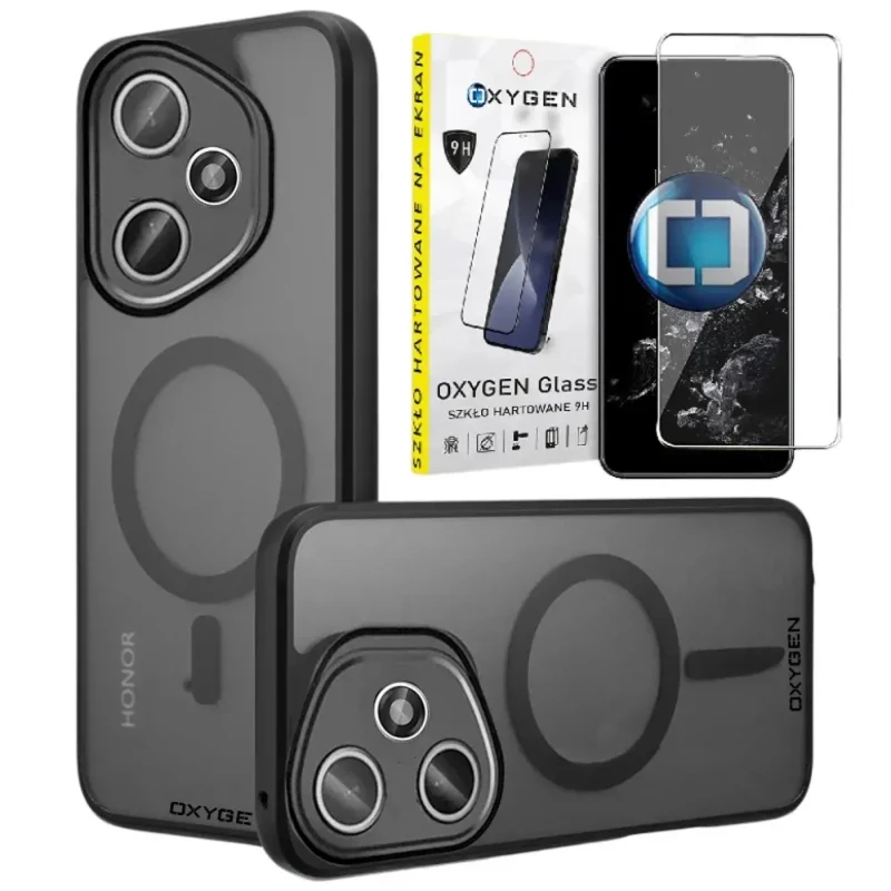 Etui na telefon Honor 400 Oxygen MAGSafe Czarne + Szkło Hartowane 9H.webp