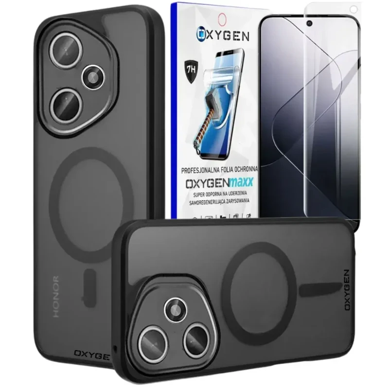 Etui na telefon Honor 400 Oxygen MAGSafe Czarne + Super Folia.webp