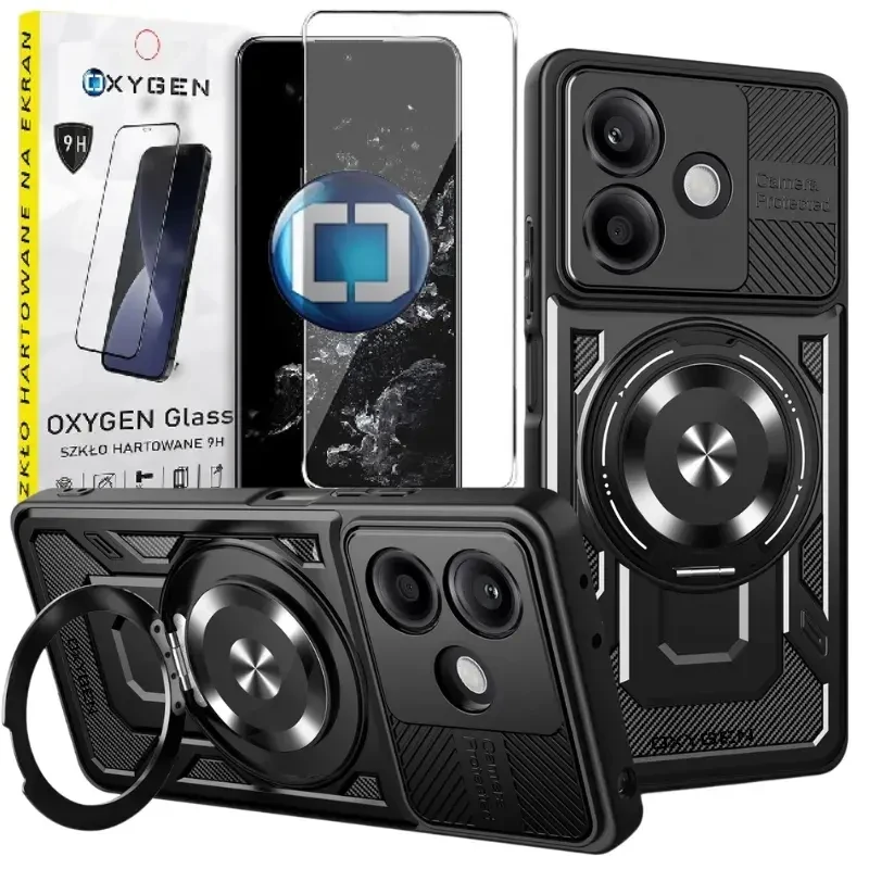 Etui na telefon Oppo A5 PRO 5G Oxygen RR MAGSafe Czarne + Szkło Hartowane 9H.webp
