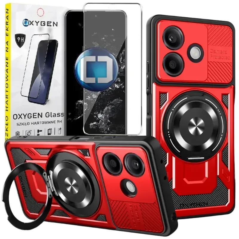 Etui na telefon Oppo A5 PRO 5G Oxygen RR MAGSafe Czerwone + Szkło Hartowane 9H.webp