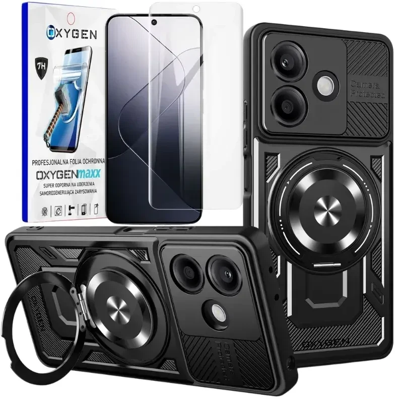 Etui na telefon Oppo A5 PRO 5G Oxygen RR MAGSafe Czarne + Super Folia.webp