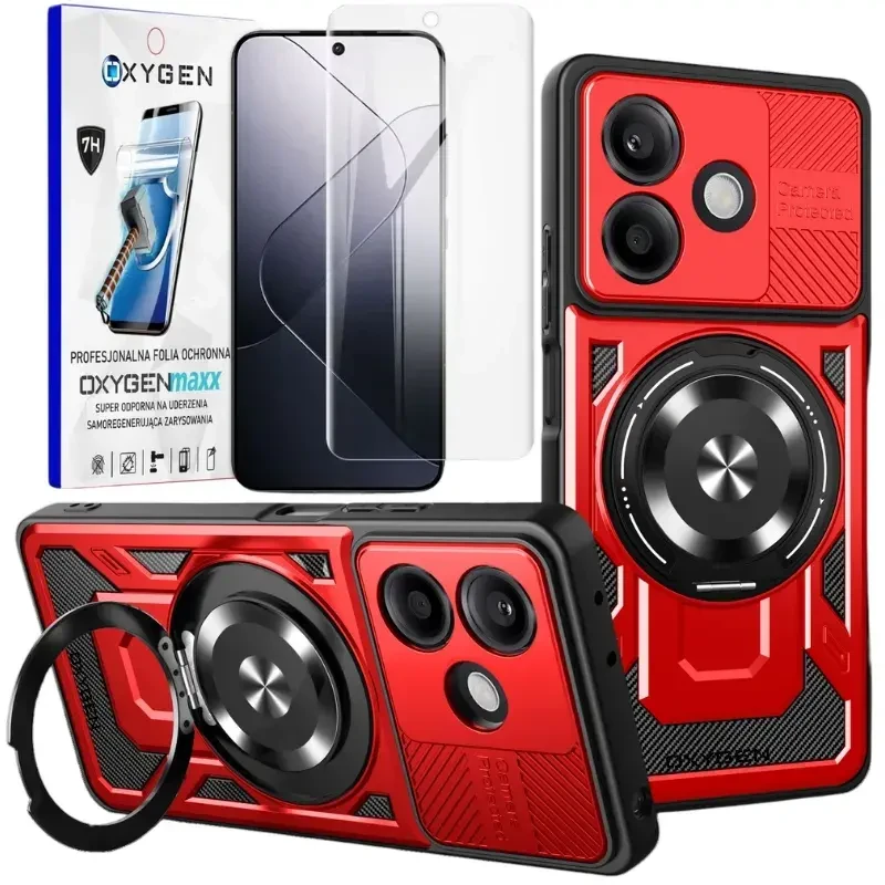 Etui na telefon Oppo A5 PRO 5G Oxygen RR MAGSafe Czerwone + Super Folia.webp
