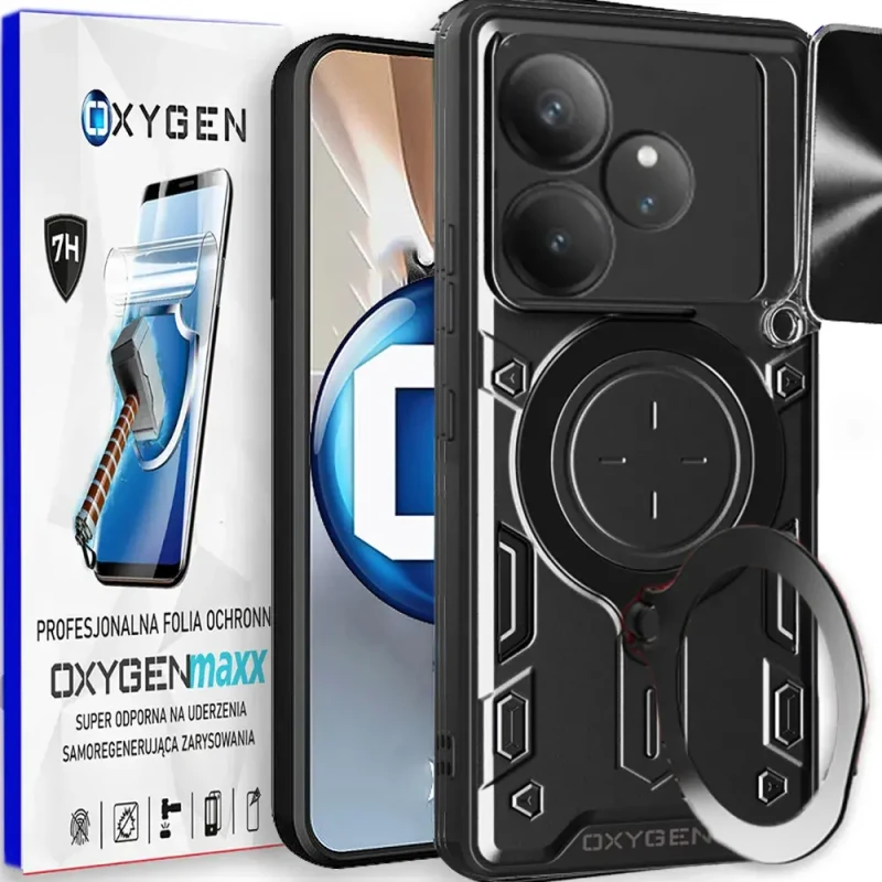 Etui na telefon Realme GT 6T 5G Oxygen RR Czarne + Super Folia.webp