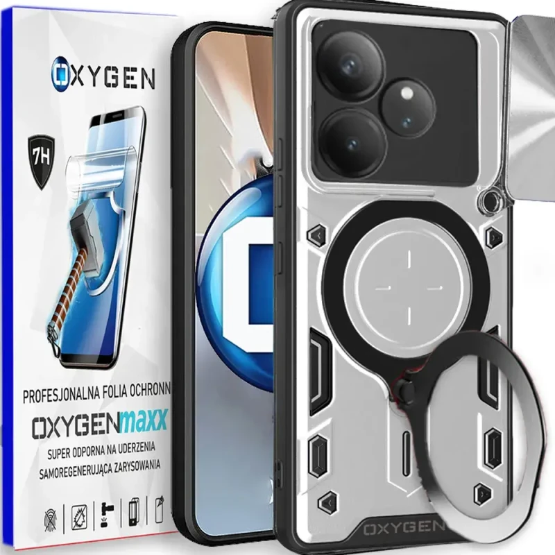 Etui na telefon Realme GT 6T 5G Oxygen RR Srebrne + Super Folia.webp
