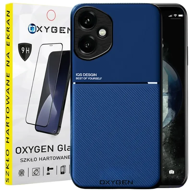Etui do telefonu Honor 400 Niebieskie Oxygen IQS + Szkło Hartowane 9H.webp