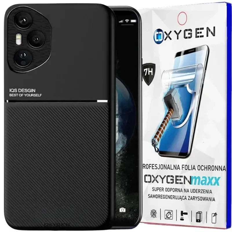 Etui do telefonu Honor 400 PRO Czarne Oxygen IQS + Super Folia.webp