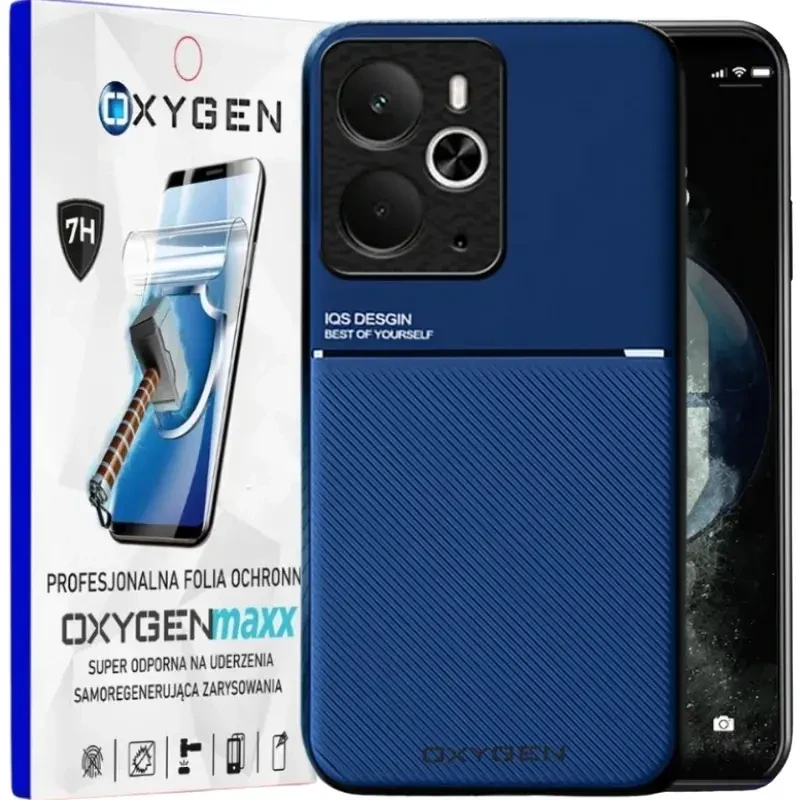 Etui do telefonu Realme 14 5G Niebieskie Oxygen IQS + Super Folia.webp