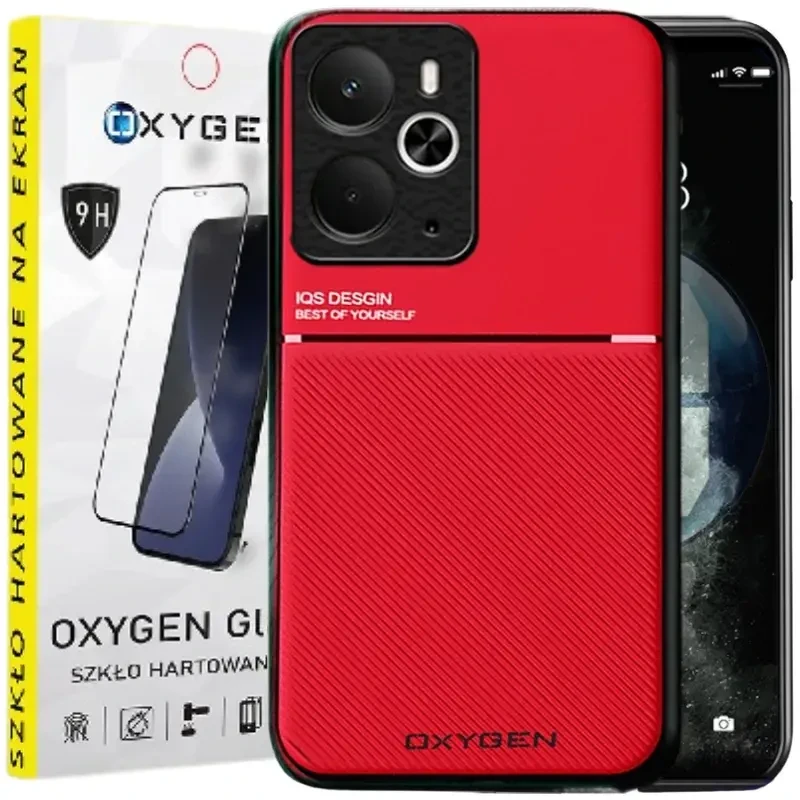 Etui do telefonu Realme 14 5G Czerwone Oxygen IQS + Szkło Hartowane 9H.webp