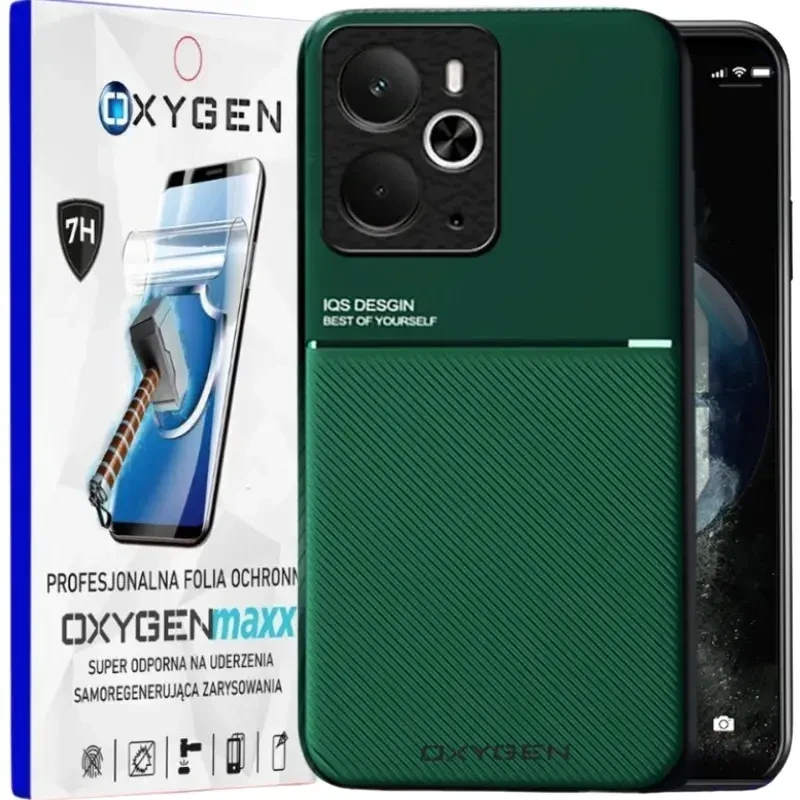 Etui do telefonu Realme 14T 5G Zielone Oxygen IQS + Super Folia.webp