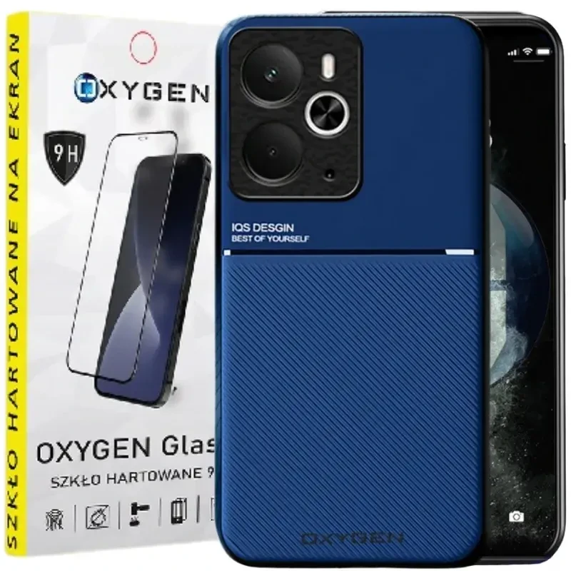 Etui do telefonu Realme 14T 5G Niebieskie Oxygen IQS + Szkło Hartowane 9H.webp