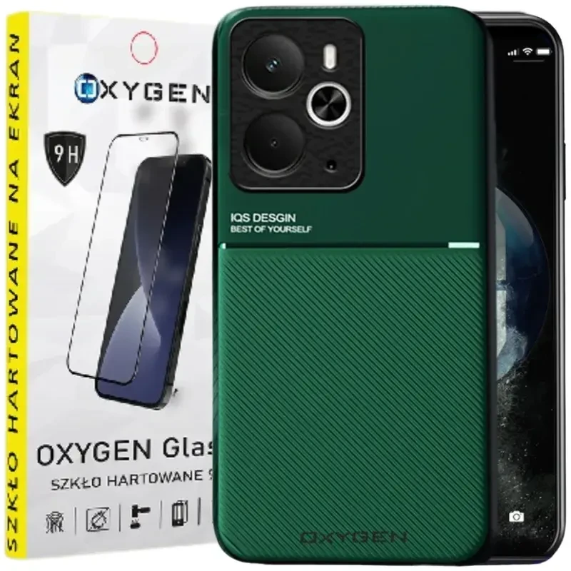 Etui do telefonu Realme 14T 5G Zielone Oxygen IQS + Szkło Hartowane 9H.webp