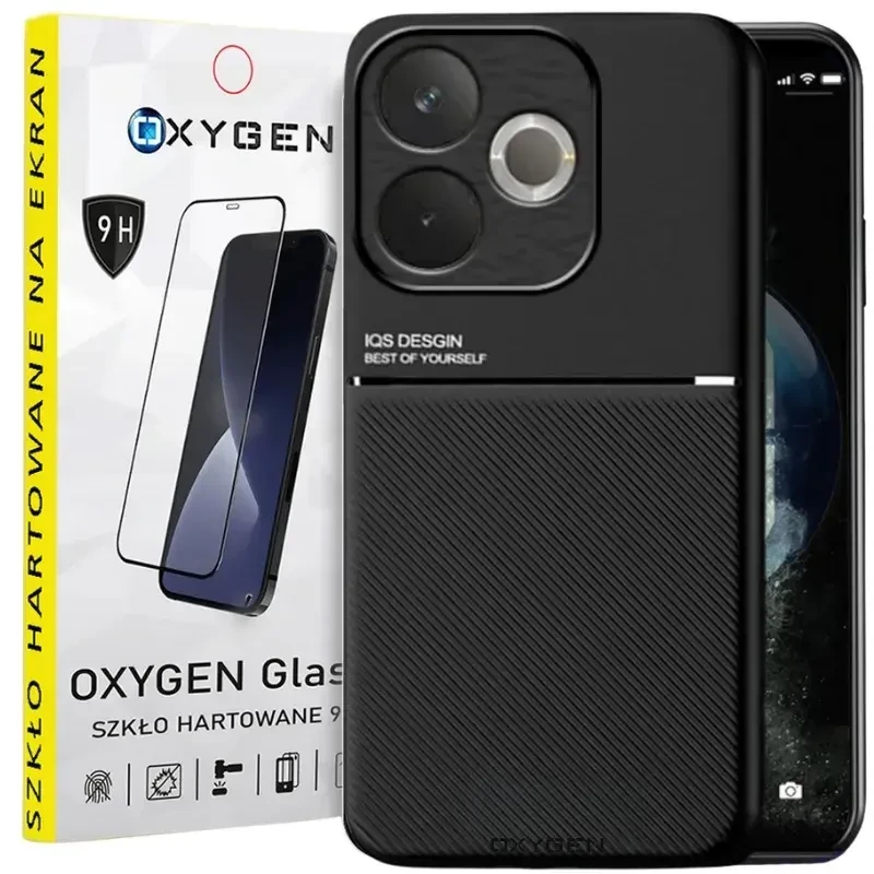 Etui do telefonu Oppo A5 PRO 5G Czarne Oxygen IQS + Szkło Hartowane 9H.webp