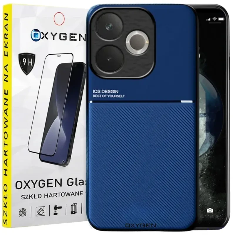 Etui do telefonu Oppo A5 PRO 5G Niebieskie Oxygen IQS + Szkło Hartowane 9H.webp