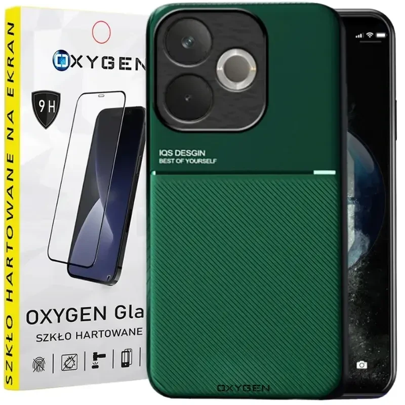 Etui do telefonu Oppo A5 PRO 5G Zielone Oxygen IQS + Szkło Hartowane 9H.webp