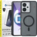 Etui do telefonu Realme 14 5G Czarne Oxygen MAGSafe + Szkło Hartowane 9H.webp