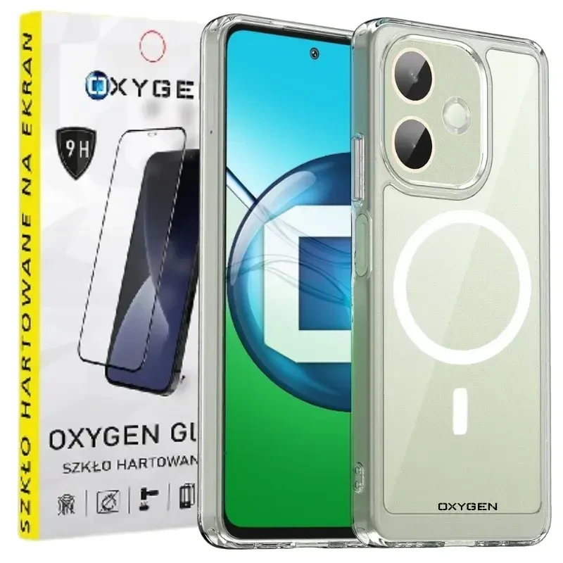 Etui do telefonu Oppo A5 PRO 5G Bezbarwne Oxygen PURE MAGSafe + Szkło Hartowane 9H.webp