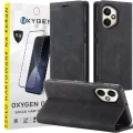 Etui na telefon Honor 400 5G Czarne Oxygen BooK + Szkło Hartowane 9H.webp