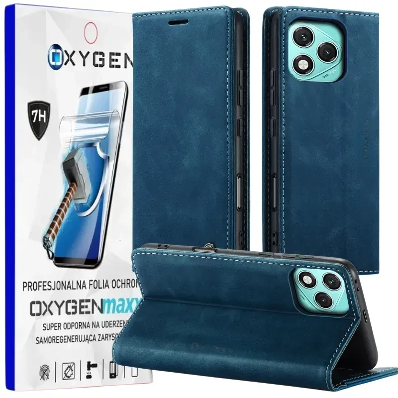 Etui na telefon Honor 400 LITE Niebieskie Oxygen BooK + Super Folia.webp