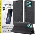 Etui na telefon Honor 400 LITE Czarne Oxygen BooK + Szkło hartowane 9H.webp
