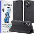 Etui na telefon Honor 400 PRO Czarne Oxygen BooK + Super Folia.webp