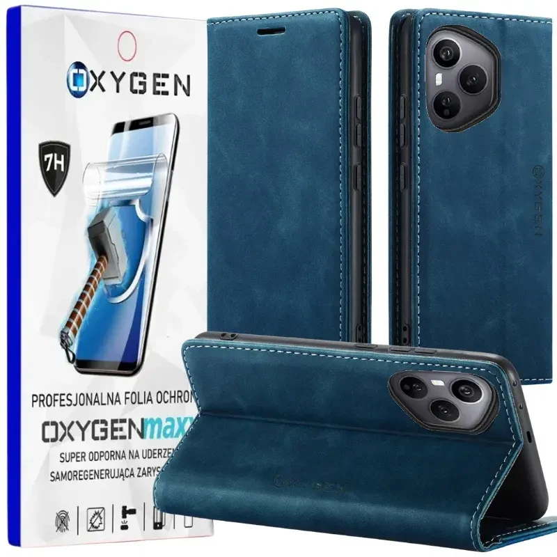 Etui na telefon Honor 400 PRO Niebieskie Oxygen BooK + Super Folia.webp