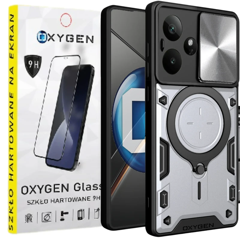 Etui na telefon Realme GT 7T 5G Srebrne Oxygen RR + Szkło Hartowane 9H.webp