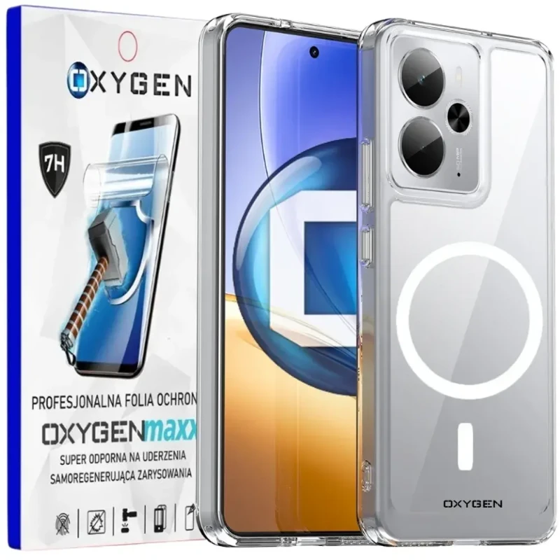 Etui do telefonu Realme 14T 5G Bezbarwne Oxygen PURE MAGSafe + Super Folia