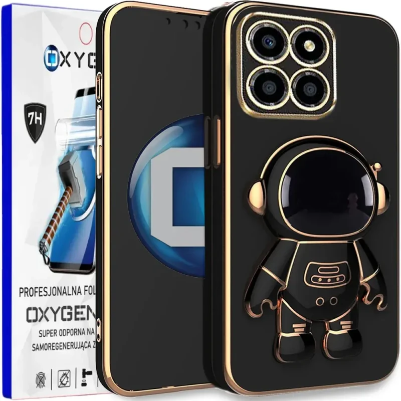 Etui na telefon Motorola EDGE 60 PRO Czarne Oxygen + Uchwyt Astro + Super Folia