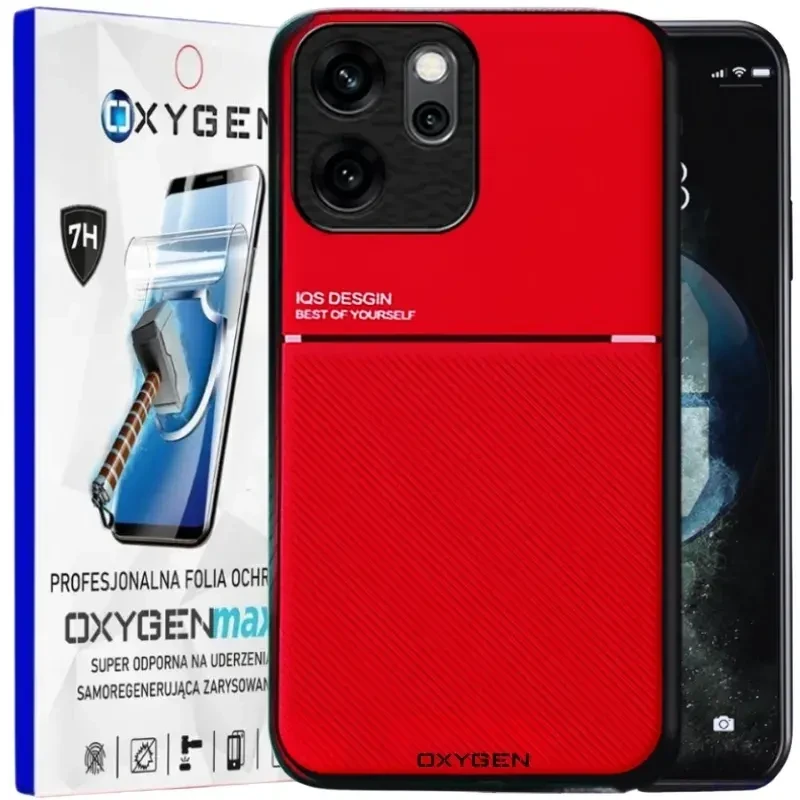 Etui na telefon Oppo Reno14 F Czerwone Oxygen IQS + Super Folia