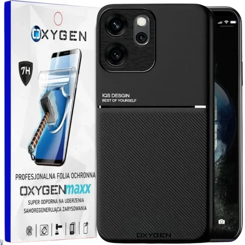 Etui na telefon Oppo Reno14 FS Czarne Oxygen IQS + Super Folia