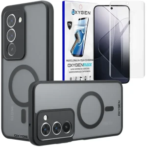 Etui na telefon Xiaomi Redmi 15 Czarne Oxygen MAGSafe + Super Folia