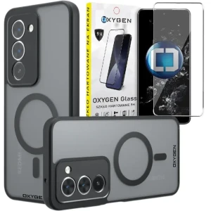 Etui na telefon Xiaomi Redmi 15 Czarne Oxygen MAGSafe + Szkło Hartowane 9H 
