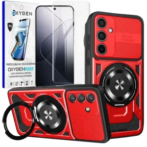 Etui na telefon Samsung Galaxy S25 FE Oxygen RR MAGSafe Czerwone + Super Folia