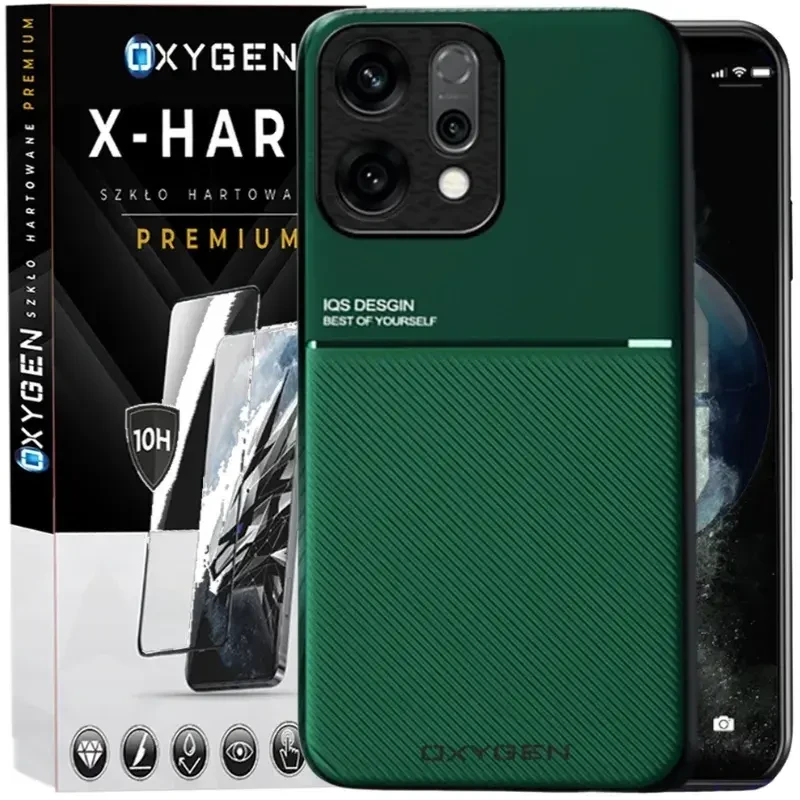 Etui na telefon Oppo Reno14 PRO Zielone Oxygen IQS + Szkło Hartowane X-HARD