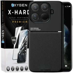 Etui na telefon Xiaomi 15T PRO Czarne Oxygen IQS + Szkło Hartowane X-HARD
