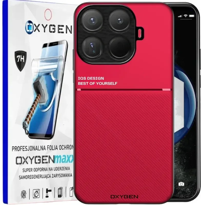 Etui na telefon Xiaomi 15T PRO Czerwone Oxygen IQS + Super Folia