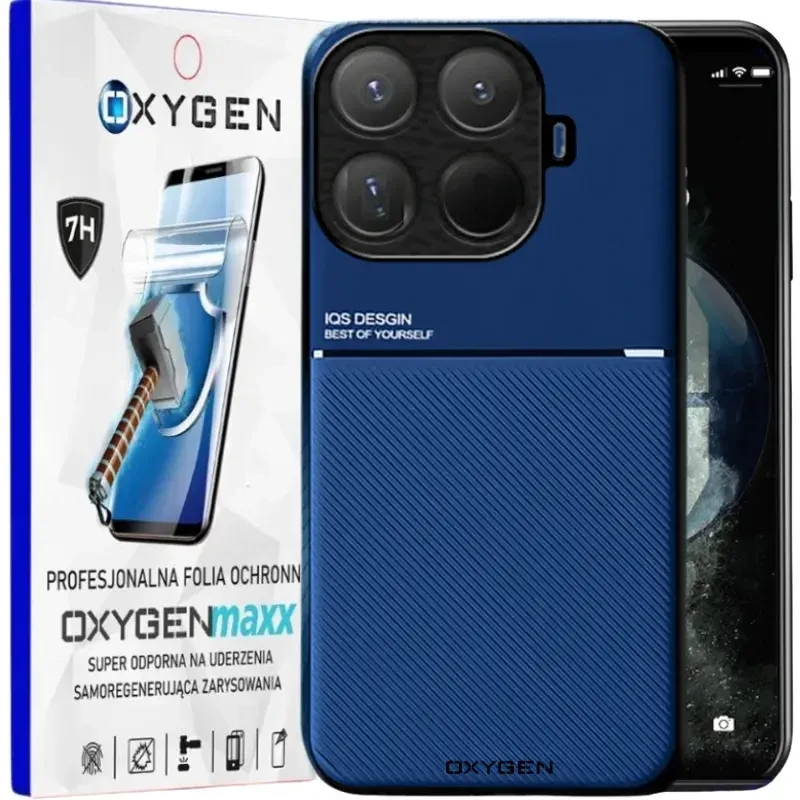 Etui na telefon Xiaomi 15T PRO Niebieskie Oxygen IQS + Super Folia