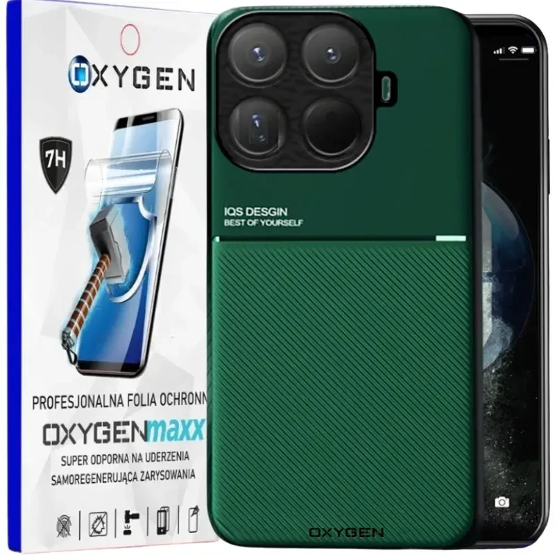 Etui na telefon Xiaomi 15T PRO Zielone Oxygen IQS + Super Folia
